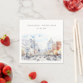 Omaha Nebraska Watercolor Landscape Wedding Serviette (Beispiel)