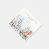 Omaha Nebraska Watercolor Landscape Wedding Serviette (Ecke)