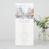 Omaha Nebraska Watercolor Scape Wedding Program Einladung (Stehend Vorderseite)