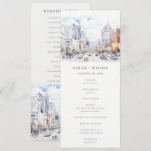 Omaha Nebraska Watercolor Scape Wedding Program Einladung (Vorne/Hinten)