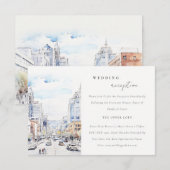 Omaha Nebraska Watercolor Scape Wedding Reception Begleitkarte (Vorne/Hinten)