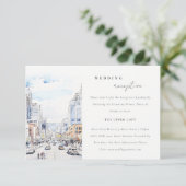 Omaha Nebraska Watercolor Scape Wedding Reception Begleitkarte (Stehend Vorderseite)