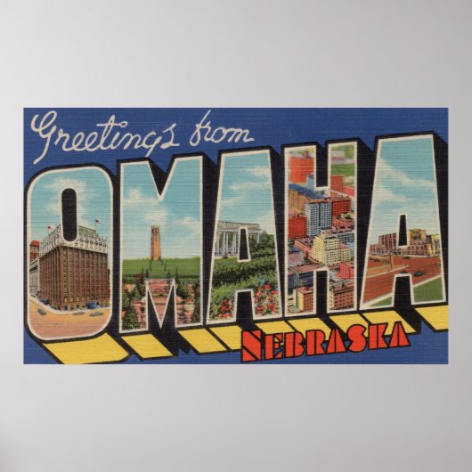 Omaha, NebraskaGroße BuchstabenszenenOmaha, NE 2 Poster (Vorne)