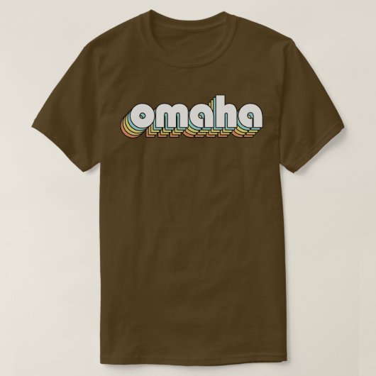 Omaha Retro Rainbow Typografie Faded Style T-Shirt (Design vorne)