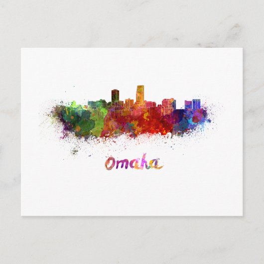 Omaha skyline im Watercolor Postkarte (Vorderseite)
