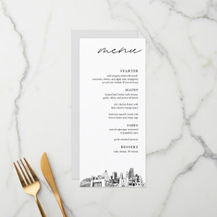 Omaha Skyline Modernes Menü für Hochzeitsessen Menükarte
