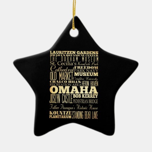 Omaha-Stadt der Nebraska-Staats-Typografie-Kunst Keramik Ornament (Vorne)