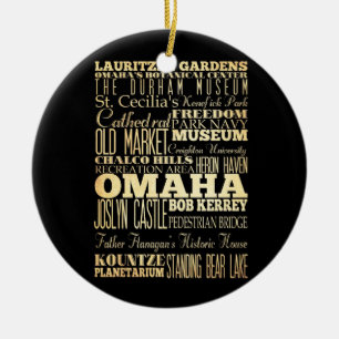 Omaha-Stadt der Nebraska-Staats-Typografie-Kunst Keramikornament