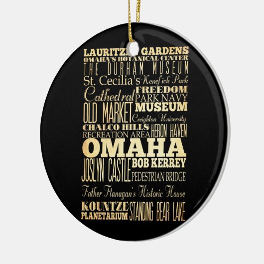 Omaha-Stadt der Nebraska-Staats-Typografie-Kunst Keramikornament (Links)