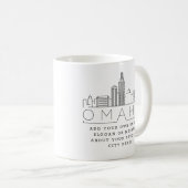 Omaha Stylized Skyline | Kundenspezifischer Slogan Kaffeetasse (VorderseiteRechts)