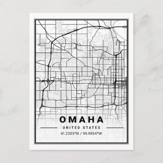 Omaha Texas USA Travel City Map Poster Postkarte (Vorderseite)
