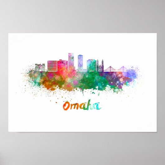 Omaha V2 skyline im Watercolor Poster (Vorne)