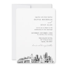 Omaha Wedding Elegant Skyline Einladung