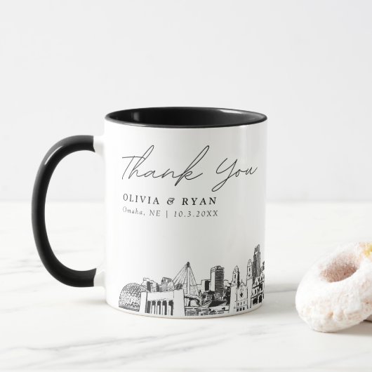 Omaha Wedding Minimal Custom Coffee Tasse (Mit Donut)