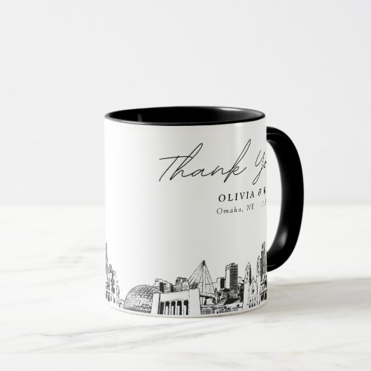 Omaha Wedding Minimal Custom Coffee Tasse (VorderseiteRechts)