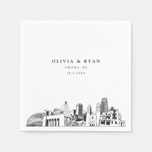 Omaha Wedding Minimalistisch Paper Serviette (Vorderseite)