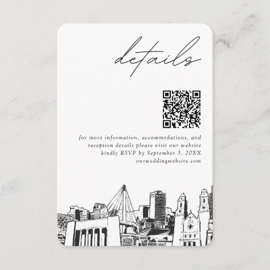 Omaha Wedding Modern Details QR Code Begleitkarte (Vorderseite)