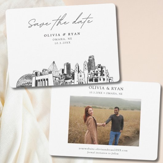Omaha Wedding Modern Save the Date Einladung