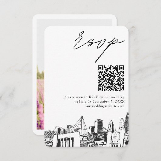 Omaha Wedding Modern UAWG QR Code Begleitkarte (Vorne/Hinten)