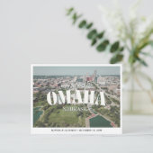 Omaha Wedding Save the Date Retro Skyline Postkarte (Stehend Vorderseite)