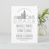 Omaha Wedding | Stilisierte Skyline-Einladung Einladung (Stehend Vorderseite)