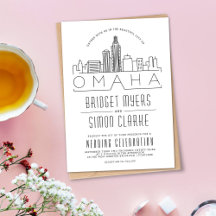 Omaha Wedding | Stilisierte Skyline-Einladung
