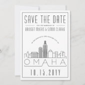 Omaha Wedding | Stilisierte Skyline Save the Date Einladung (Vorderseite)
