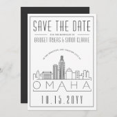 Omaha Wedding | Stilisierte Skyline Save the Date Einladung (Vorne/Hinten)