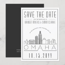 Omaha Wedding | Stilisierte Skyline Save the Date Einladung