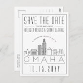 Omaha Wedding | Stilisierte Skyline Save the Date Postkarte (Vorne/Hinten)