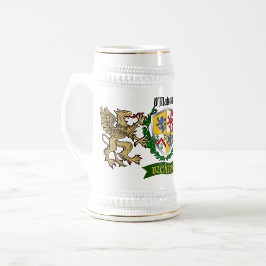O'Mahony/Mahony Irish Shield Beer Stein Bierglas (Vorderseite Links)