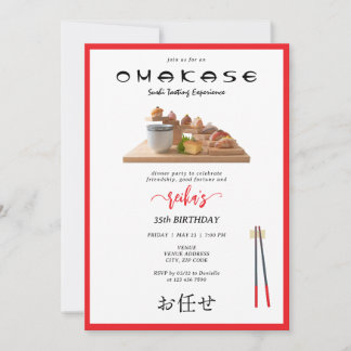 Omakase Japanisch Sushi Geschmacksskritik Geburtst Einladung