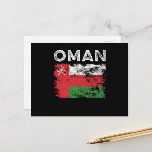 Oman Flag Distressed - Omani-Flagge Postkarte (Vorderseite/Rückseite Beispiel)