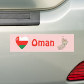 Oman Flag Heart + Karte Autoaufkleber (Auf Auto)