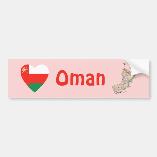 Oman Flag Heart + Karte Autoaufkleber (Vorne)