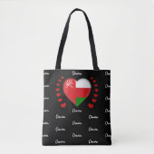 Oman Flag & Heart, Oman Flag Mode /sport Tasche (Vorderseite)