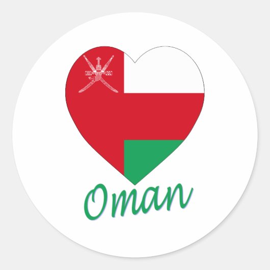 Oman Flag Heart Runder Aufkleber (Vorderseite)