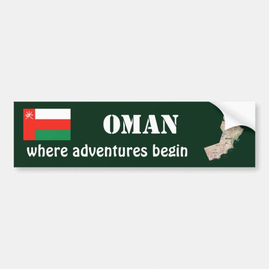 Oman Flag + Map Autoaufkleber (Vorne)