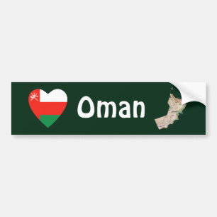 Oman-Flagge Herz + Karte Aufkleber für Stoßstangen Autoaufkleber