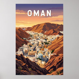 Oman Illustration Reise Kunst Vintage Poster