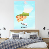 Oman illustriert Map Reiseplakat Leinwanddruck (Insitu (Schlafzimmer))