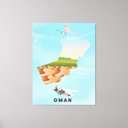 Oman illustriert Map Reiseplakat Leinwanddruck (Vorderseite)