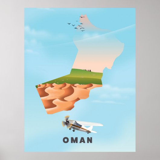 Oman illustriert Map Reiseplakat Poster (Vorne)
