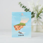 Oman illustriert Map Reiseplakat Postkarte (Stehend Vorderseite)