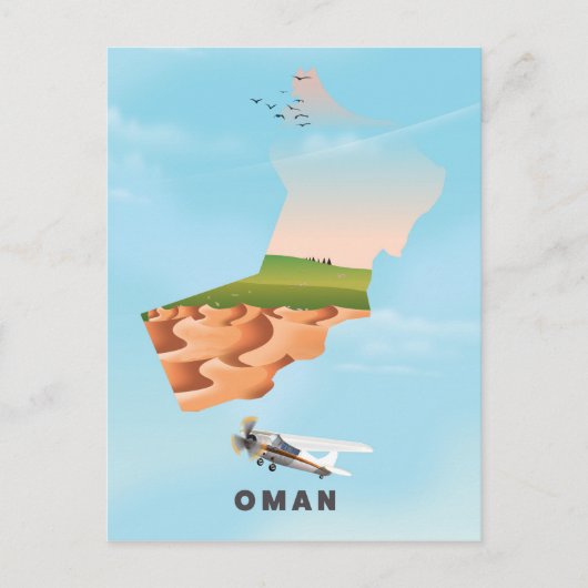 Oman illustriert Map Reiseplakat Postkarte (Vorderseite)