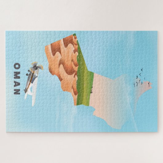 Oman illustriert Map Reiseplakat Puzzle (Horizontal)