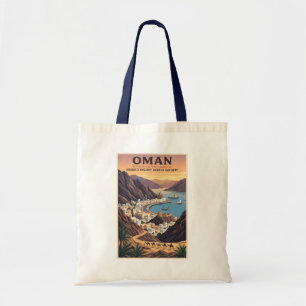 Oman Landschaft Illustration Reise Kunst Vintage Tragetasche