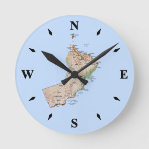 Oman Map Clock Runde Wanduhr