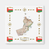 Oman Map + Flags Magnet (Vorne)