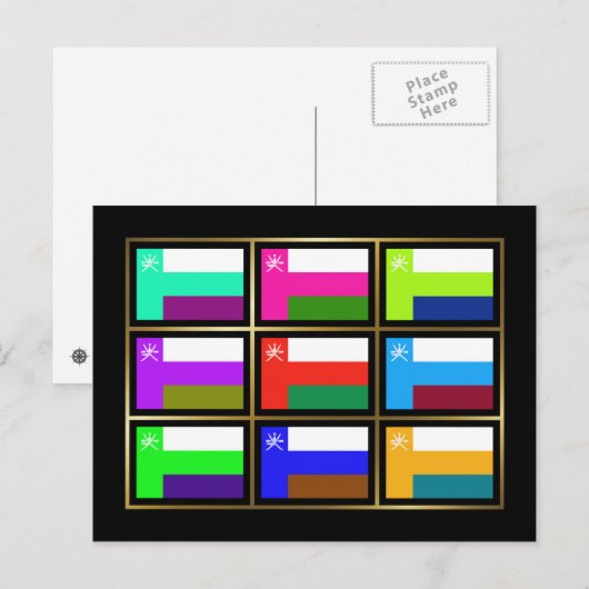 Oman Multihue Flags Postkarte (Vorne/Hinten)